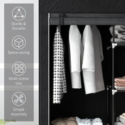 Portable Fabric Wardrobe with Shelves and Hanging Rail Ideal for Bedroom Storage Black