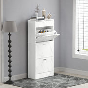 White Shoe Storage Cabinet with 3 Flip Drawers and Adjustable Shelves by HOMCOM