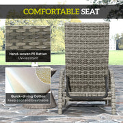 Mixed Grey Rattan Sun Lounger with Adjustable Backrest for Garden Comfort by Outsunny