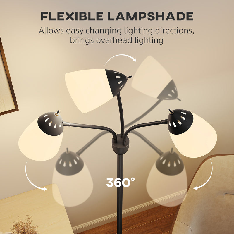 Arc Floor Lamp with 3 Adjustable Lights and Colour Temperature Control for Living Room, Black