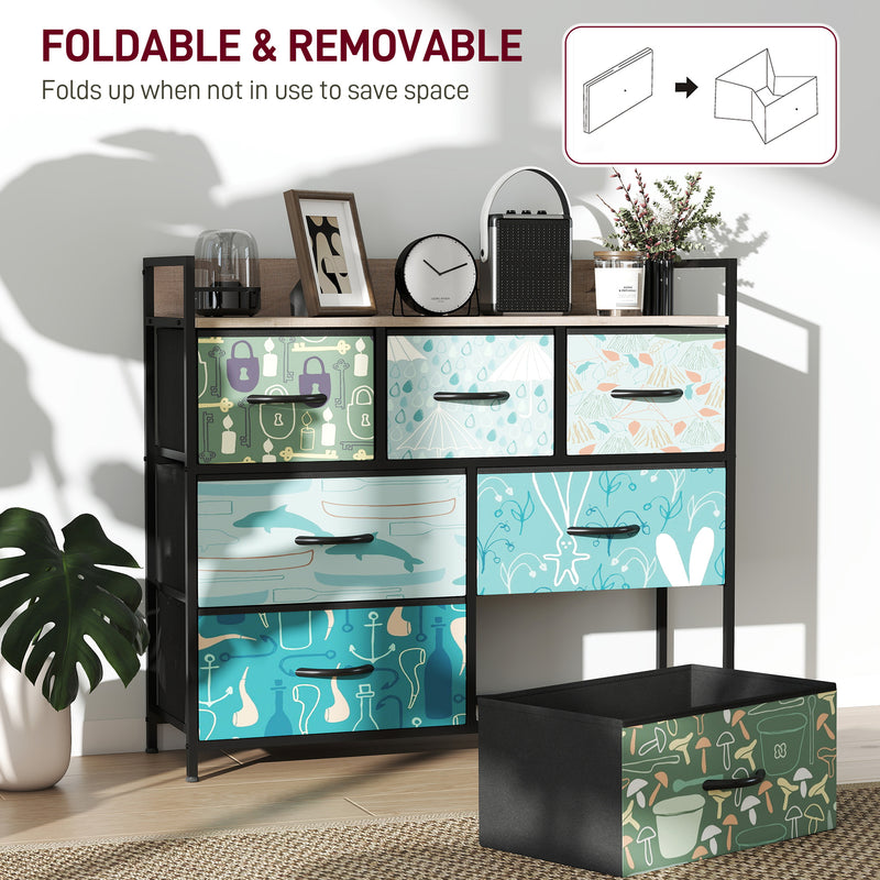 7 Drawer Chest of Drawers with Spacious Storage Ideal for Bedroom or Office Blue