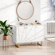 Modern Sideboard Storage Cabinet with Adjustable Shelves for Home Organisation, White Marble Tone