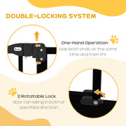 Freestanding Metal Dog Safety Gate Adjustable Folding Pet Barrier for Doorways Black