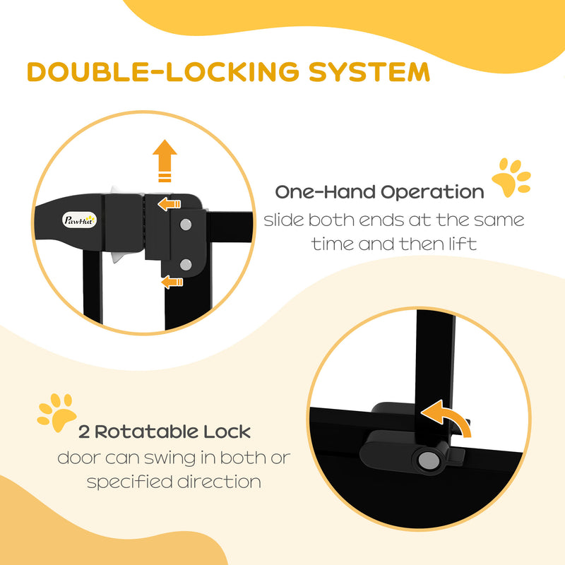 Freestanding Metal Dog Safety Gate Adjustable Folding Pet Barrier for Doorways Black