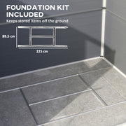 Grey 8x6ft Aluminium Garden Storage Shed With Plastic Walls And Foundation Base