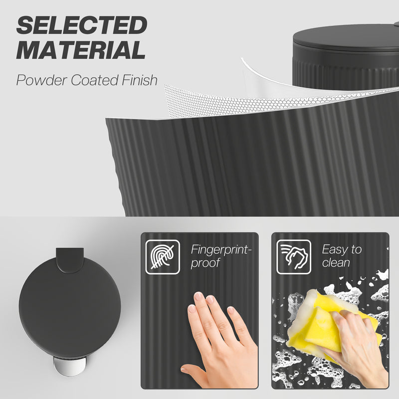 30L Pedal Kitchen Bin with Soft Close Lid and Removable Inner Bucket for Home Use Black