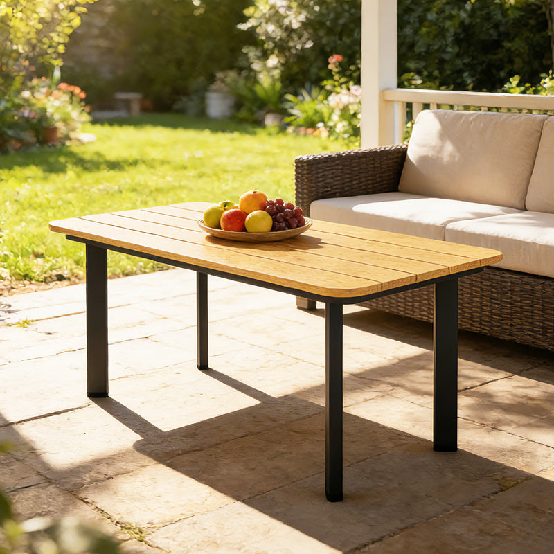 Outdoor Coffee Table for Garden or Patio with Weather-Resistant Easy-Clean Surface Brown Outsunny