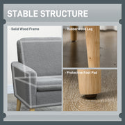 Upholstered Accent Armchair with Wide Padded Seat and Wooden Legs for Living Room Grey