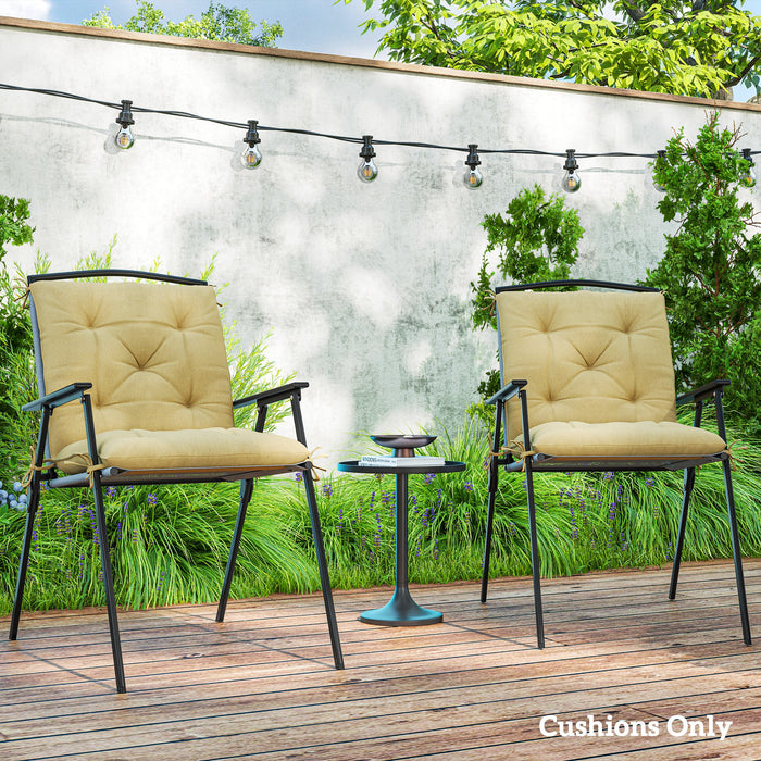 Set of Two Outdoor Seat Cushions Khaki Weather Resistant Padding by Outsunny
