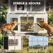 Two Level Rabbit Hutch with Easy Clean Tray and Secure Run for Indoor or Outdoor Use Grey AOSOM