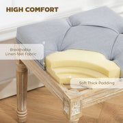 Cushioned Bench with Vintage Style for Extra Seating or Footrest Light Grey Cream AOSOM