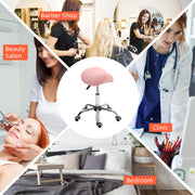 Height Adjustable Saddle Stool For Salon Massage Or Spa With Faux Leather Seat Pink