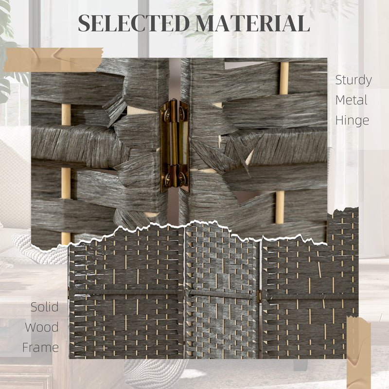 Folding Room Divider with 4 Panels for Instant Privacy in Lounge or Bedroom Dark Grey