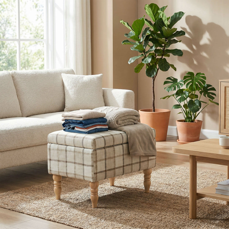 Storage ottoman flip-top tray - Brown