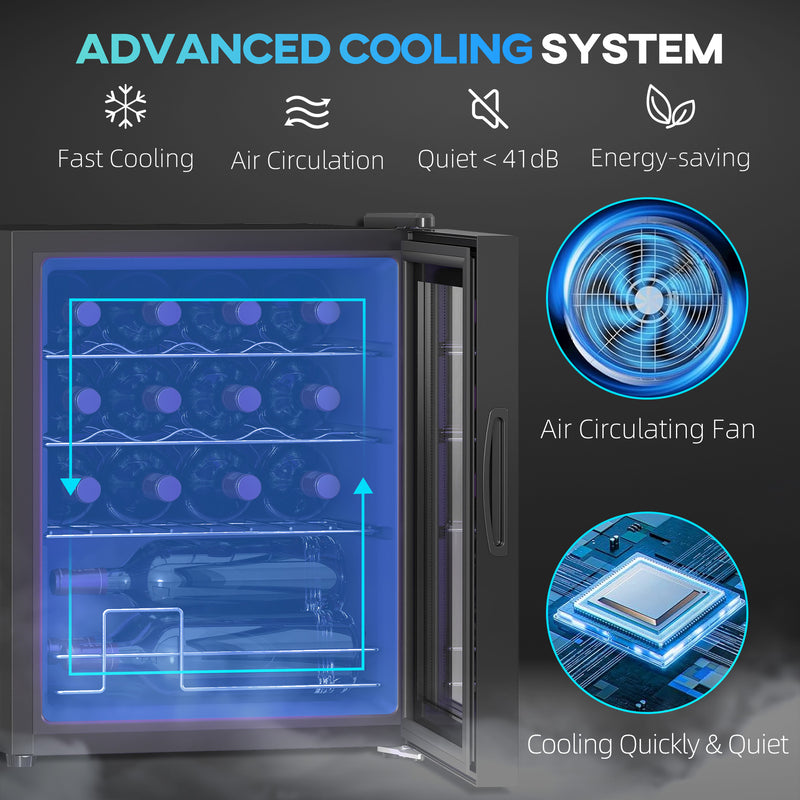 16 Bottle Wine Cooler Fridge With Adjustable Temperature For Home Bar Use Black
