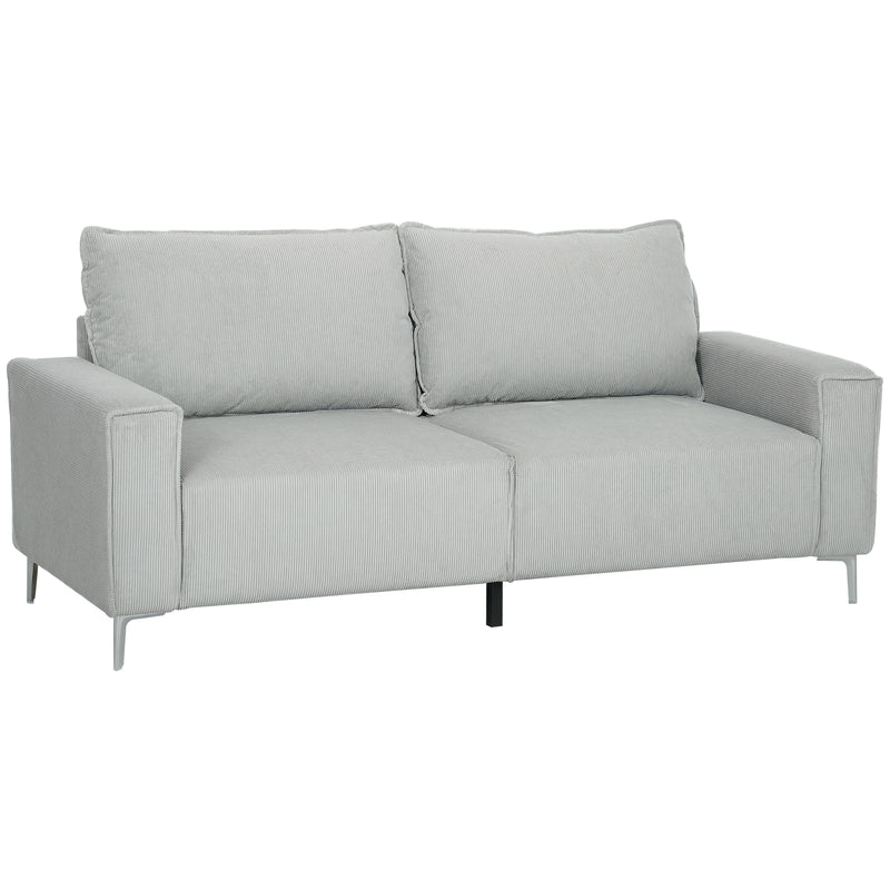 Light Grey Three Seater Corduroy Sofa Comfortable Modern Design by HOMCOM