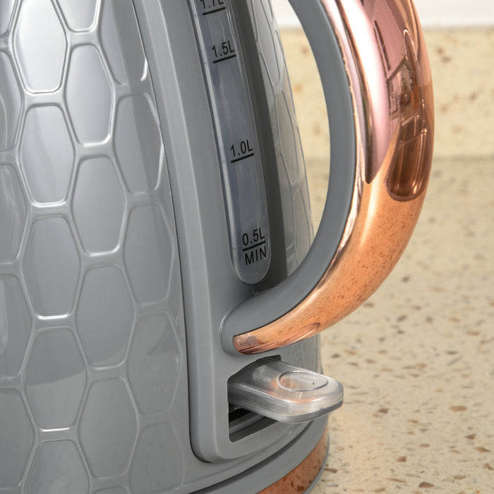 Grey 3kW Rapid Boil Honeycomb Cordless Kettle for Fast Heating by HOMCOM