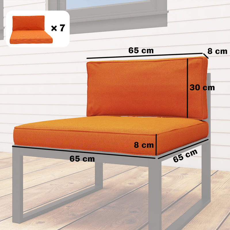 Rattan Furniture Replacement Cushion Set for 7 Seat Garden or Dining Set Orange