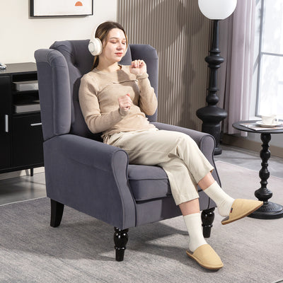 Charcoal Grey Wingback Accent Chair with Tufted Upholstery for Living Room or Bedroom by HOMCOM