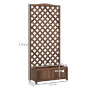 53L Wooden Garden Planter Box with Trellis for Climbing Plants Dark Brown by Outsunny