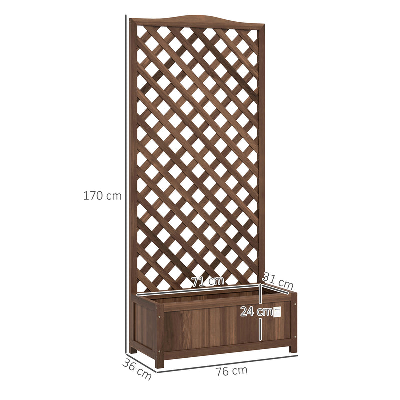 53L Wooden Garden Planter Box with Trellis for Climbing Plants Dark Brown by Outsunny