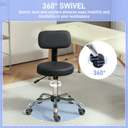 Black Swivel Salon Stool with 360° Rotating Seat and Adjustable Height by HOMCOM