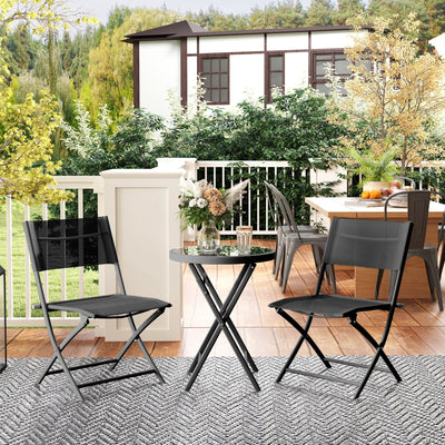 2 Seater Folding Garden Bistro Set for Small Patios and Balconies with Mesh Chairs, Black Outsunny