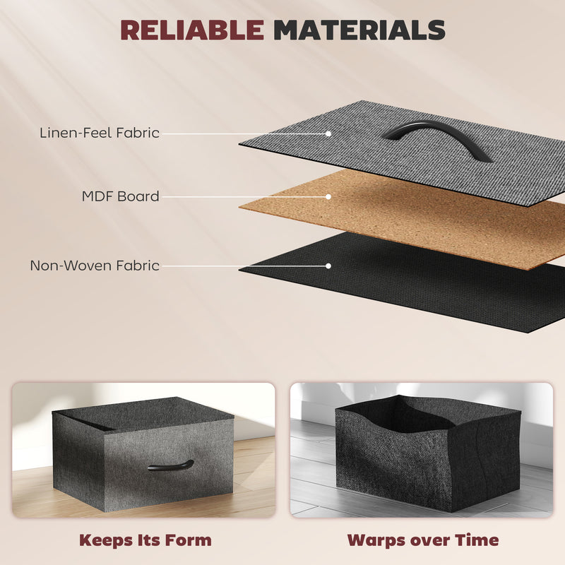 Tall Chest of 8 Drawer Storage Unit with Fabric Bins for Bedroom or Hallway, Charcoal Grey