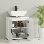 White Under Sink Bathroom Cabinet with Adjustable Shelf and Storage Space