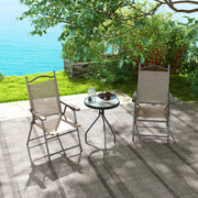 Set of 2 Folding Garden Chairs with Breathable Mesh Seats in Mixed Brown by Outsunny