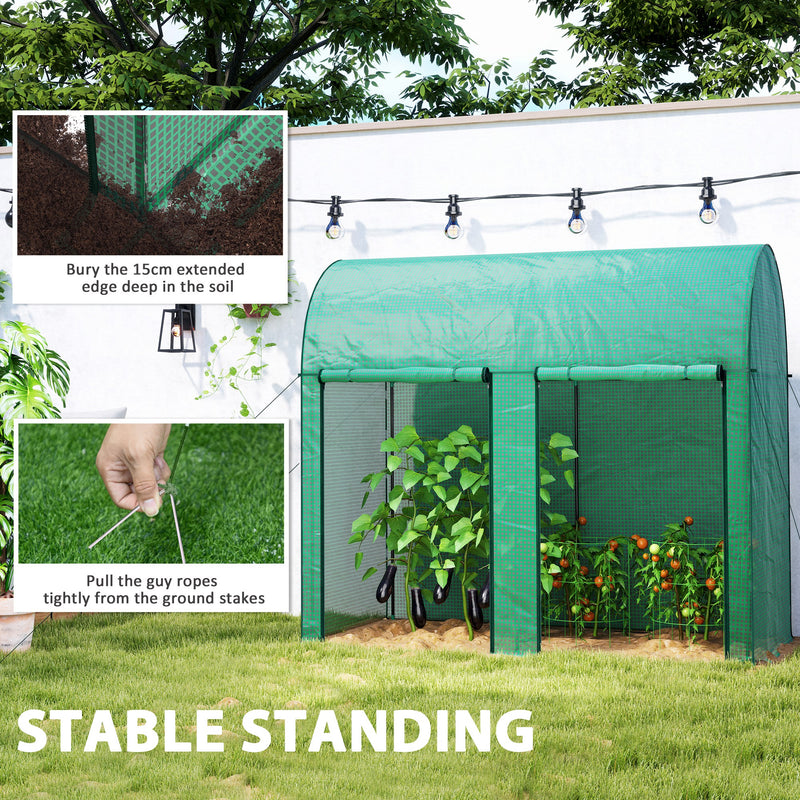 Walk In Garden Greenhouse With Zipped Door For Growing Plants And Herbs Green AOSOM