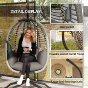 Dark Grey Outdoor Swing Chair with Cushion and Metal Stand Foldable Hanging Seat by Outsunny