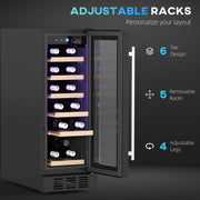 Black 19 Bottle Wine Fridge with Wooden Rack and Adjustable Temperature by HOMCOM