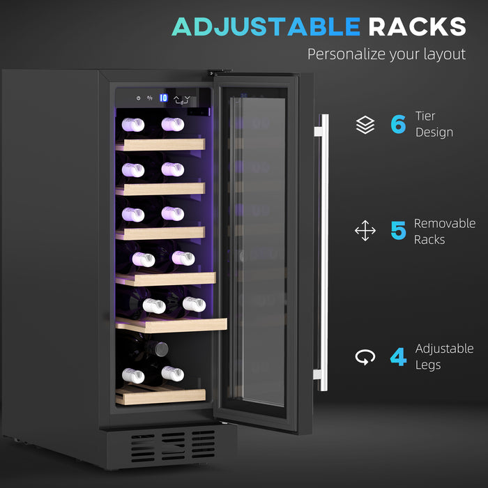 Black 19 Bottle Wine Fridge with Wooden Rack and Adjustable Temperature by HOMCOM