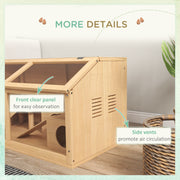Wooden Hamster Cage for Gerbils and Mice with Suspension Bridge and Openable Top by PawHut