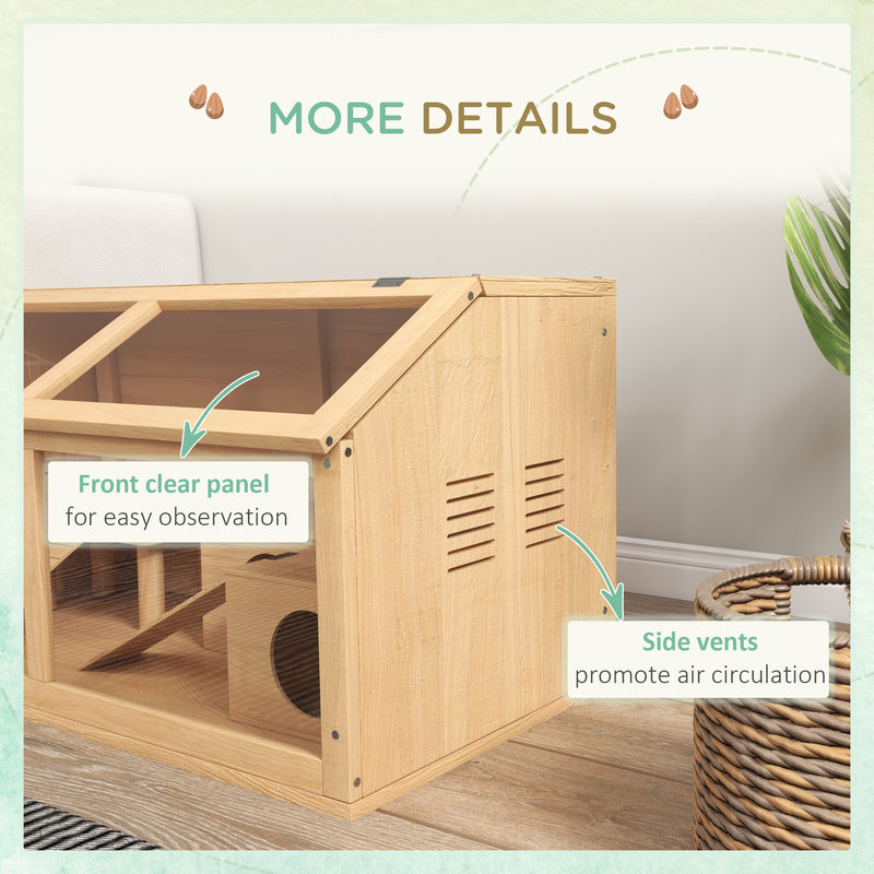 Wooden Hamster Cage for Gerbils and Mice with Suspension Bridge and Openable Top by PawHut