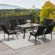 6 Seater Garden Dining Set with Cushions Ideal for Outdoor Meals - Black