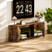 LED TV Stand Cabinet With Remote Control And Storage For TVs Up To 65 Inches Rustic Brown