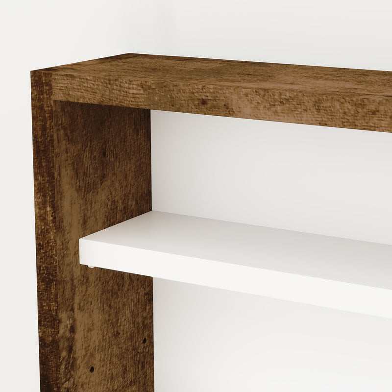 5 Tier Wall Display Cabinet With Glass Doors And Adjustable Shelves Rustic Brown by HOMCOM