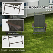 Set of 2 Folding Garden Chairs with Breathable Mesh Seats for Outdoor Use Dark Brown AOSOM