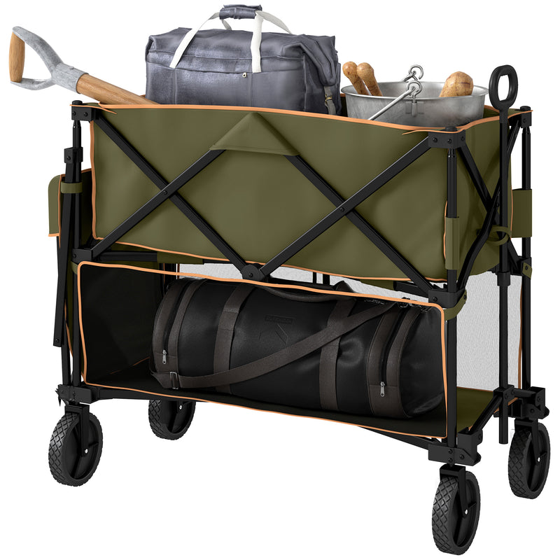 Grey Double Decker Folding Trolley Wagon 200kg Capacity for Camping and Festivals