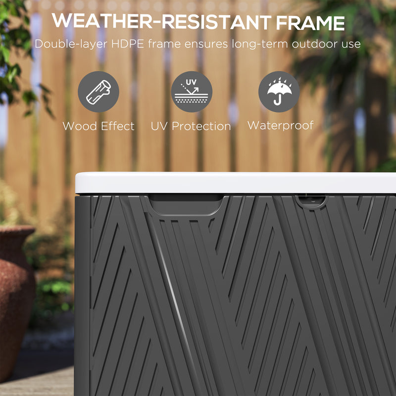 Black 380L Waterproof Outdoor Storage Box With Lockable Lid by Outsunny