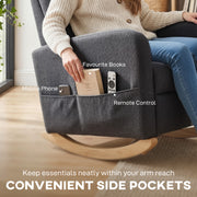 Rocking Chair with Retractable Footrest and High Back for Relaxing at Home Grey AOSOM
