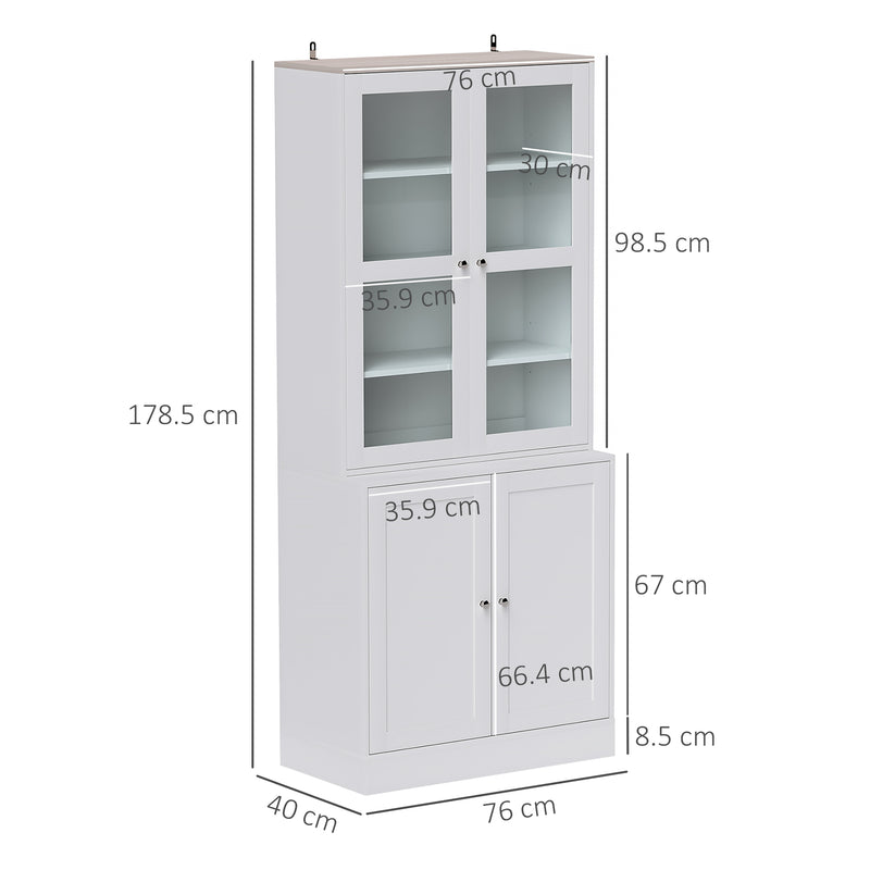 White Double Storage Display Cabinet with Shelves by HOMCOM