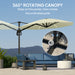 Cream 3m Cantilever Garden Parasol with Solar Lights Crank Handle and 360 Rotation by Outsunny