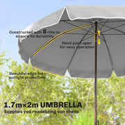 4 Seater Garden Dining Set with Foldable Chairs and Parasol for Outdoor Dining Dark Grey Outsunny