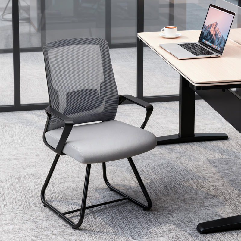 Office Chair with Mesh Back and Lumbar Support for Waiting or Conference Room Dark Grey