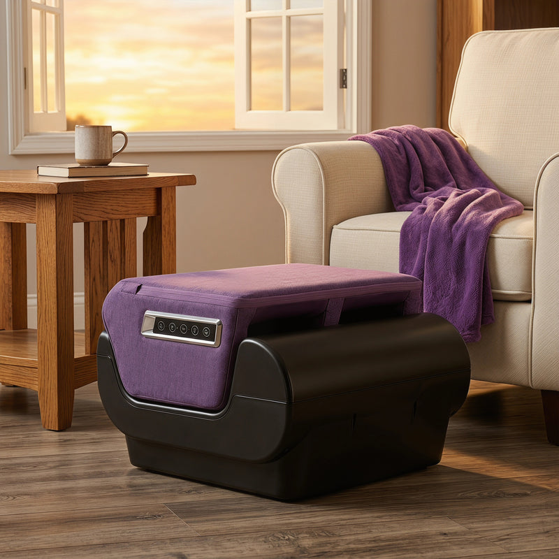 Foldable Foot and Leg Massager with Heat for Home Relaxation and Easy Storage Purple Homcom