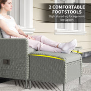Five Piece Reclining Rattan Garden Chair Set in Charcoal Grey with Cushions by Outsunny