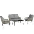 Rattan Garden Conversation Set with Cushions and Coffee Table for Relaxing Outdoors Light Grey Outsunny